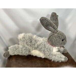 WALMART Bunny Rabbit Plush Brown Gray Carrot Ear Realistic 14” Stuffed Animal